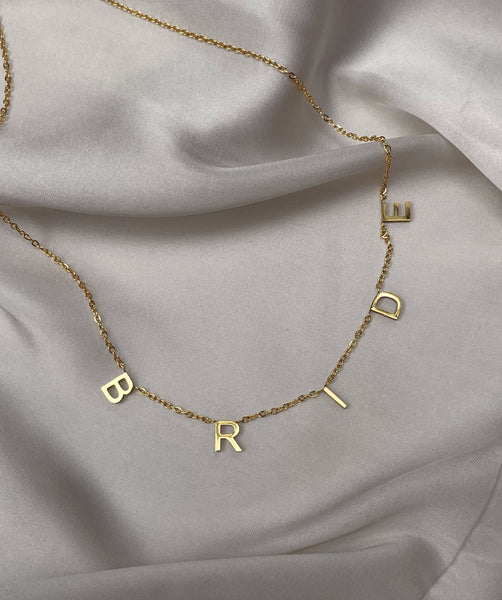 BRIDE | 18ct Gold Plated Stainless Steel | Word Pendant Necklace