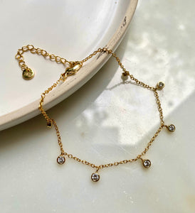 MOONDROPS | 18k Gold/Silver Plated | Cubic Zirconia Anklet