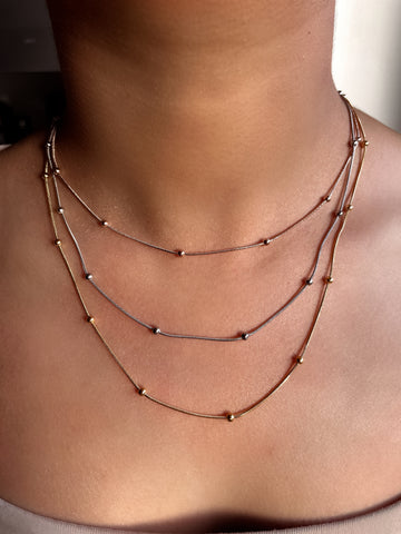 TRIPLE LAYER ESSENTIALS | Tarnish Free | Dainty Ball Triple Layer Gold Silver Rose-Gold |  Necklace