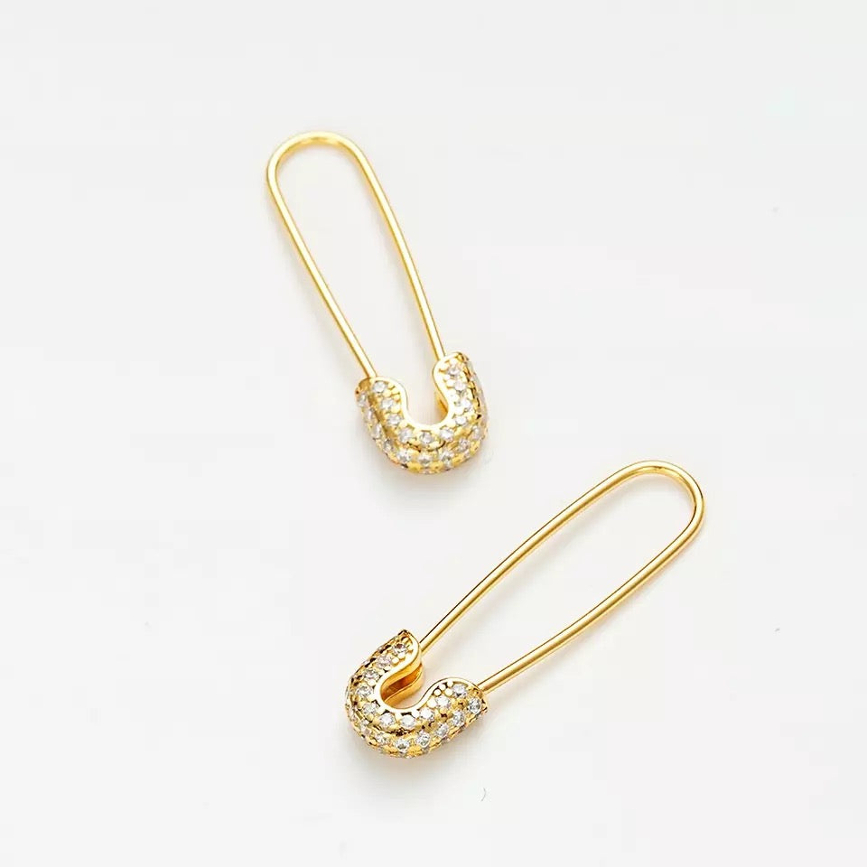 DIXIE | Jewel Encrusted Safety Pin Earrings
