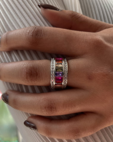 ZIYANDA | Silver and Multi-Colored Cubic Zirconia | Ring