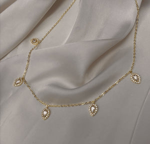 ALEENA | Silver/Gold Teardrop Luxury Necklace | AAA Grade Cubic Zirconia