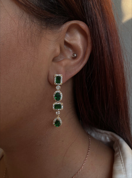 NAWAL | Gold Emerald/Clear  | AAA Grade Cubic Zirconia | Earring