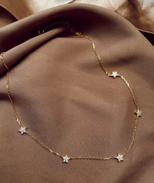 STARSTRUCK | S925 Sterling Silver | 18ct Gold Plated | Multi Star Necklace