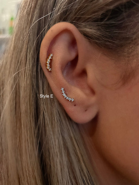 BALL-BACK LINEAR STUDS I S925 Sterling Silver | 18ct Gold/Platinum Plated | Cubic Zirconia