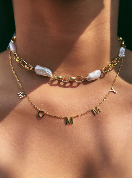 MOMMY | Spaced/Pendant Style | 18ct Gold Plated Stainless Steel Word Necklace