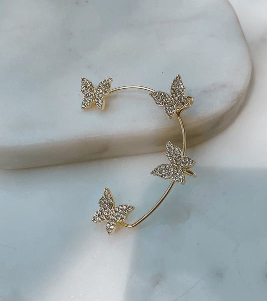 BUTTERFLY EAR CUFF Gold/Silver Butterfly Diamanté Ear Cuff (Single