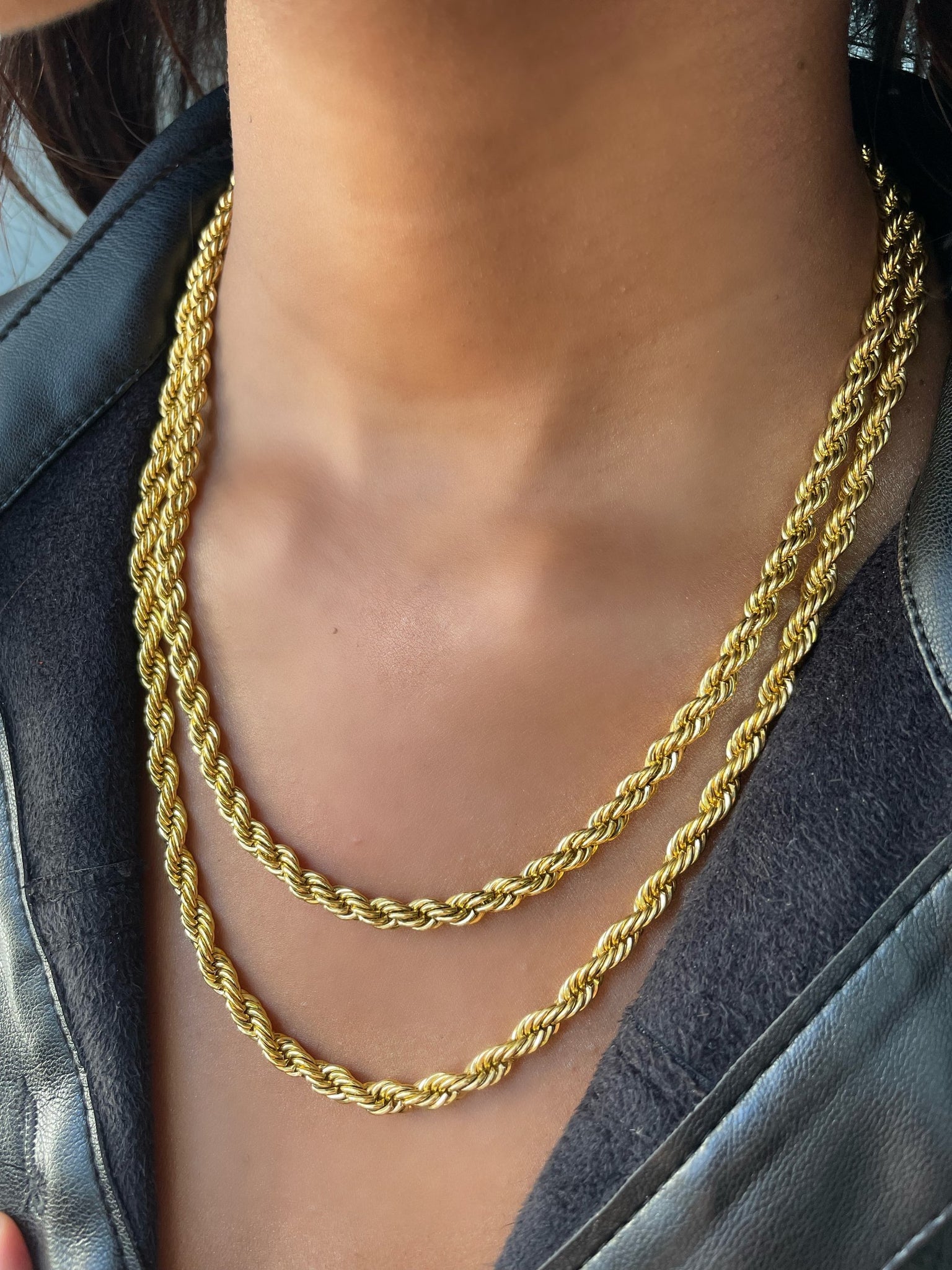 LeAnne I Tarnish-Free | 5mm Gold Rope Necklace (41/45/50cm)