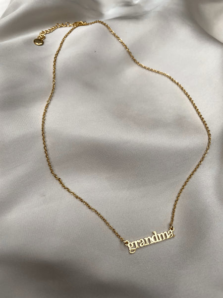 GLAMMA GRANNY GRAN OUMA MA NAN NANI NANA DADI GRANDMA GOGO GLAMMY GIGI | GRANDMOTHER WORD NECKLACES | 11 styles | Tarnish Free | 18ct Gold Plated and Stainless Steel |