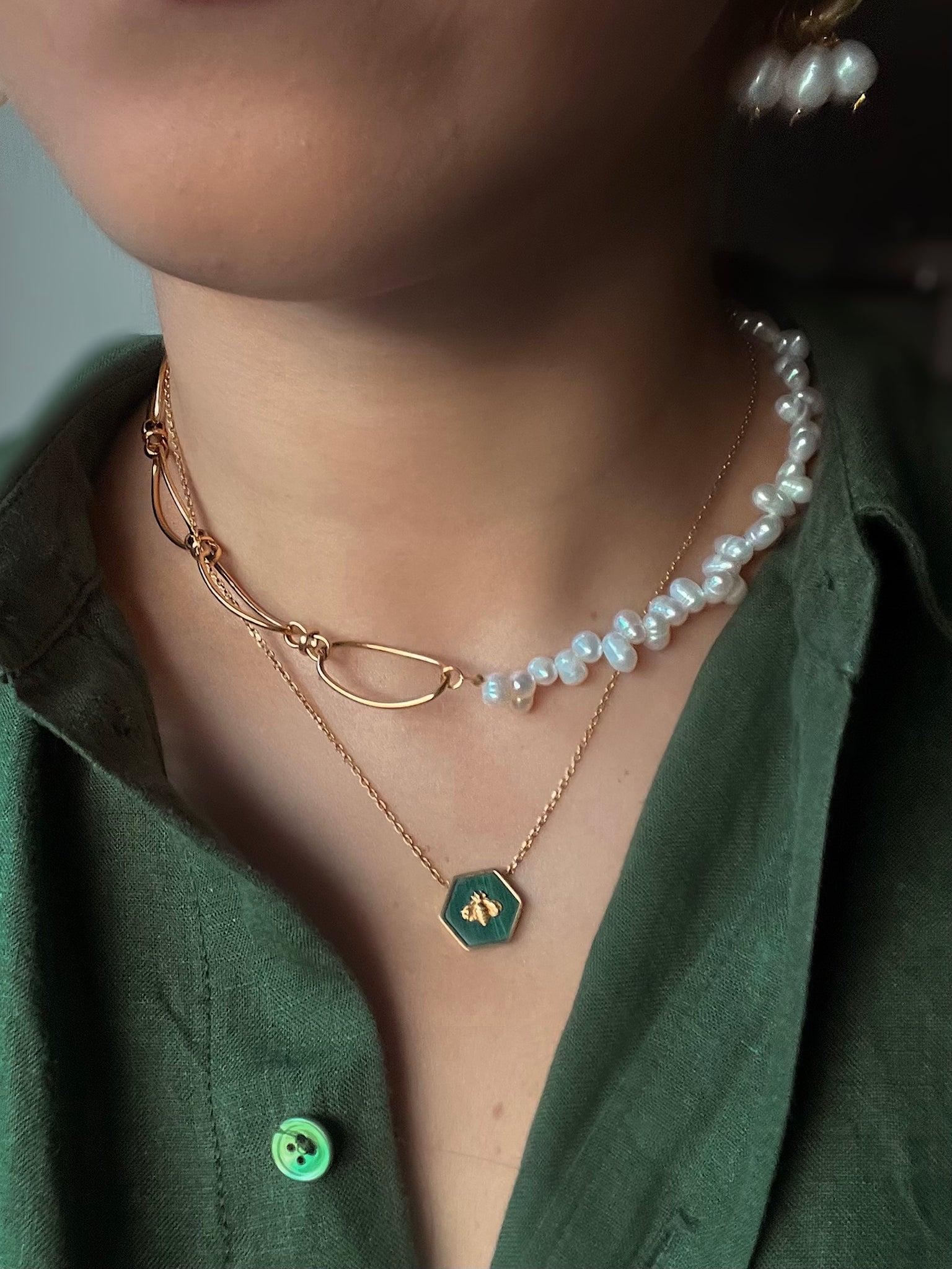 DELILAH | Tarnish-Free | Gold Link and Pearl | Necklace