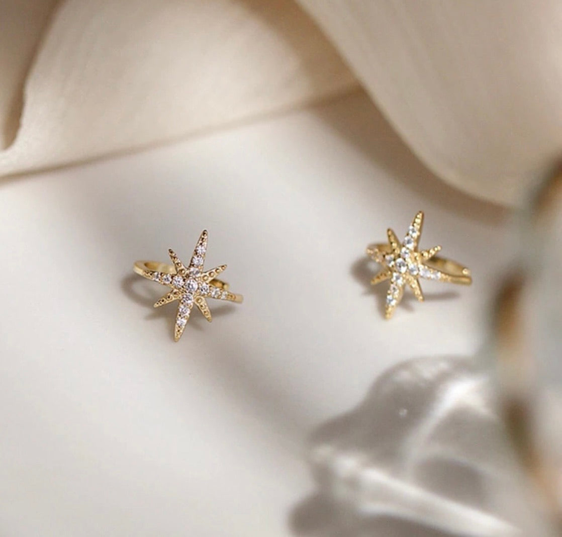 Shooting Star Cubic Zirconia ear cuffs (pair)