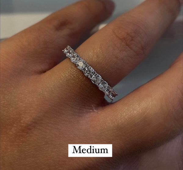 TRUELOVE I Eternity Band I S925 Sterling Silver I Platinum Plated I Cubic Zirconia (3 widths)