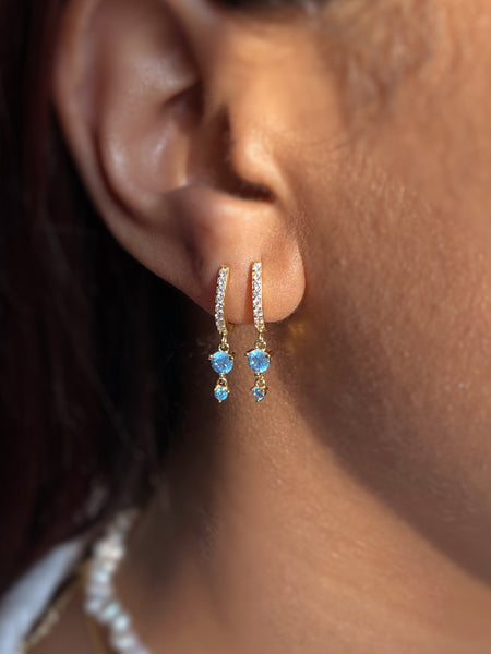 EDEN | Cubic Zirconia Drop Huggies| S925 Sterling Silver 18ct Gold Plated Earrings