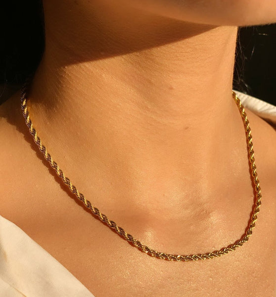 Unaiza I 3mm | Tarnish Free |Gold Rope Necklace (40/45/70cm)