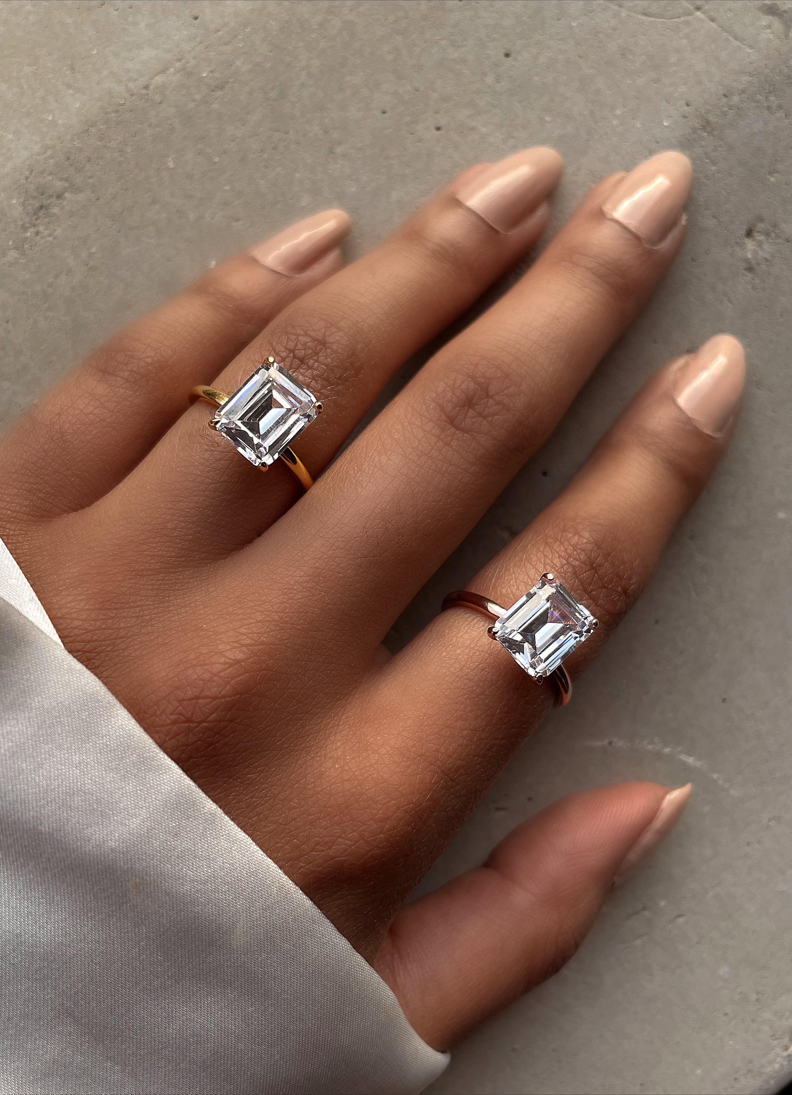 CANNES I Tarnish Free | Eternity Band with centre baguette stone I S925 Sterling Silver I Platinum Plated I Cubic Zirconia (3 colours)