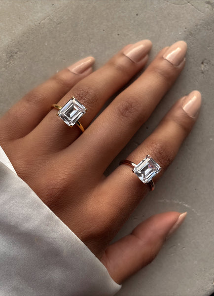 CANNES I Tarnish Free | Eternity Band with centre baguette stone I S925 Sterling Silver I Platinum Plated I Cubic Zirconia (3 colours)
