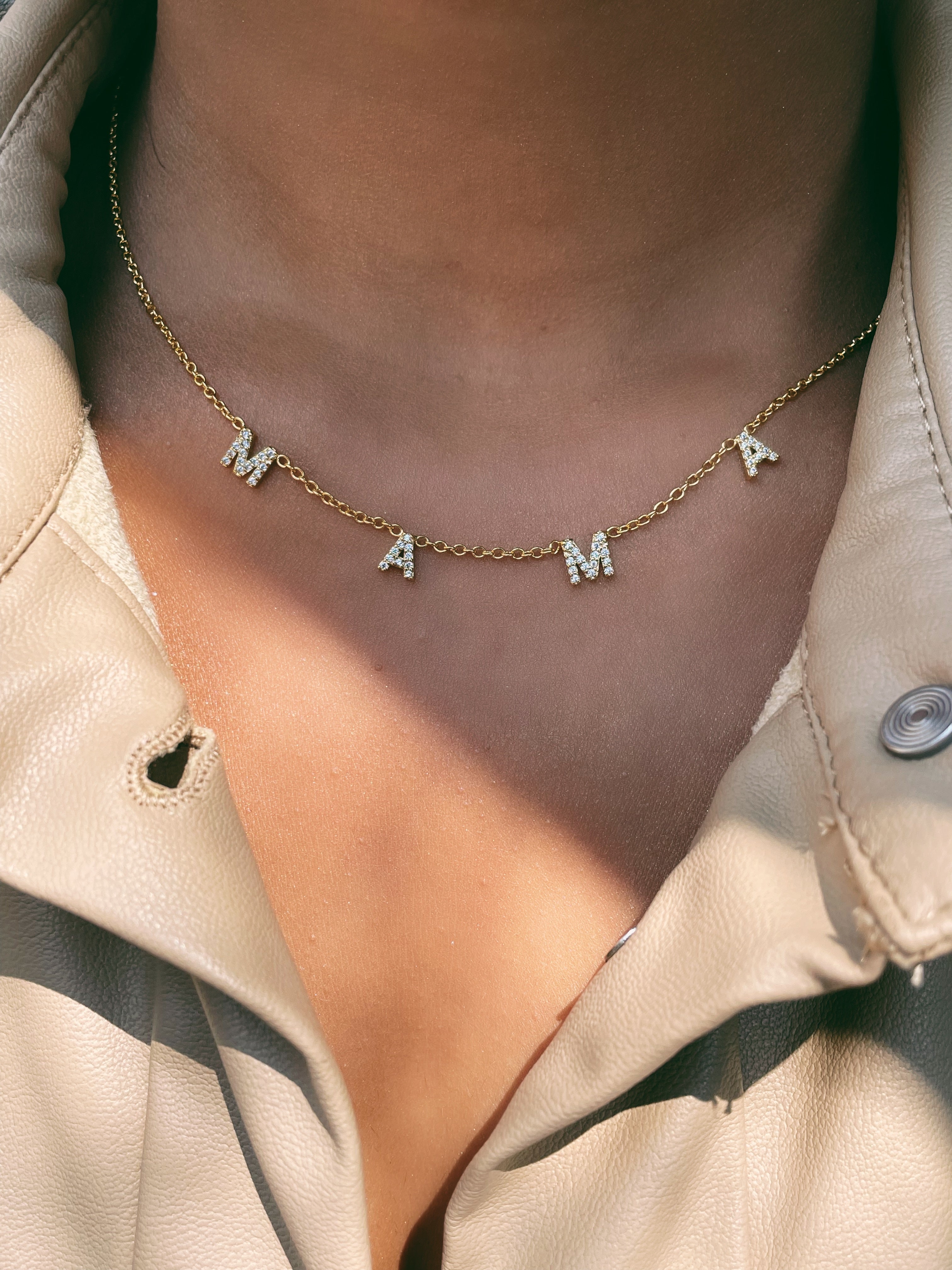 MAMA LUX | 18k Gold/Platium Plated Cubic Zirconia Word Necklace/Bracelet
