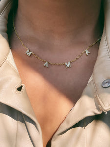 MAMA LUX | 18k Gold/Platium Plated Cubic Zirconia Word Necklace/Bracelet