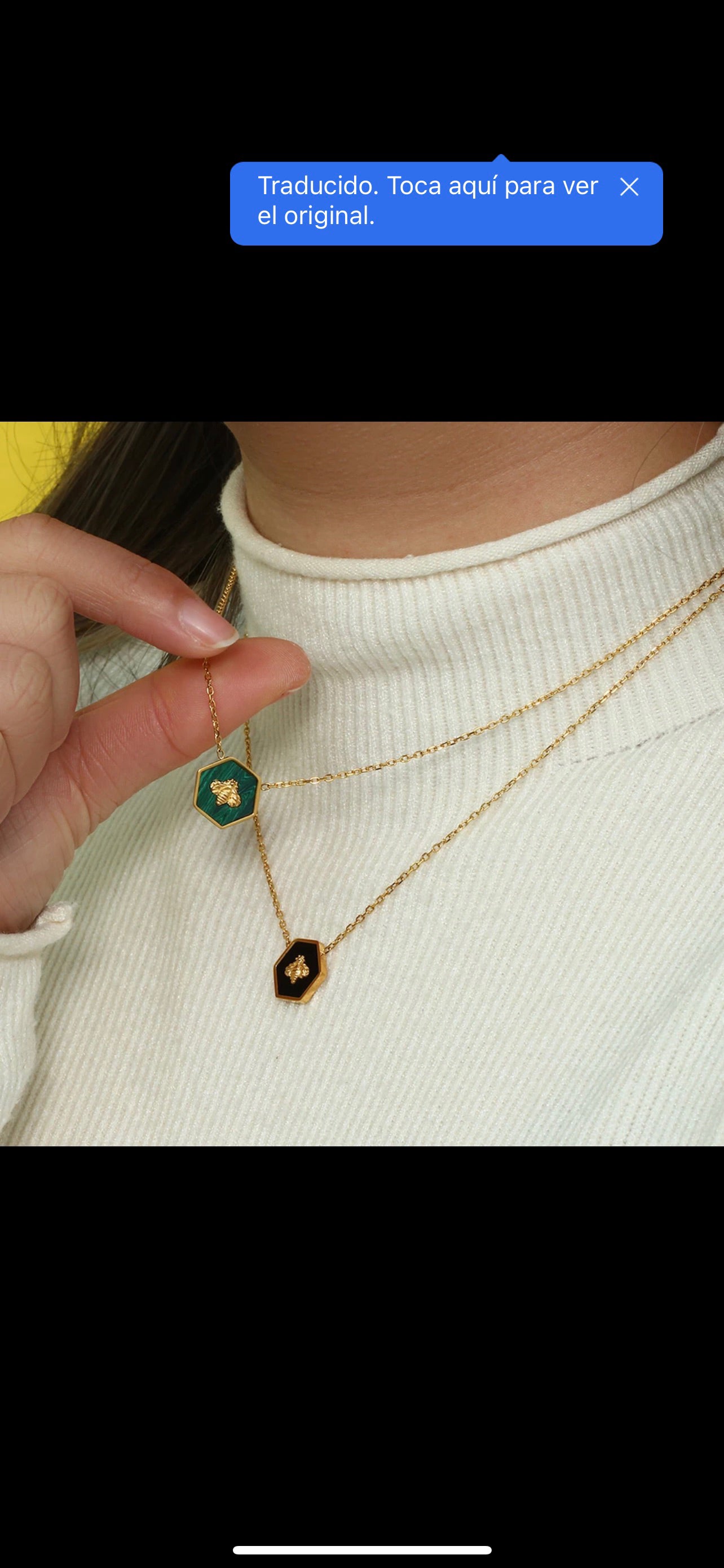 QUEEN BEE | Tarnish Free | Gold Black/Emerald Bee Pendant | Necklace
