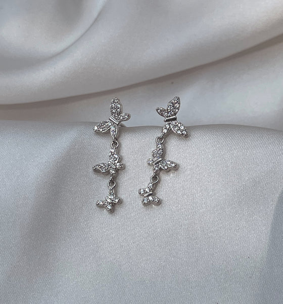 OLYMPIA | S925 Sterling Silver I 18k Gold/Platinum Plated I Cubic Zirconia Butterfly Earrings