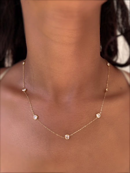 DIAMOND DROPS | Tarnish-Free | Gold Clear Cubic Zirconia Drop | Necklace