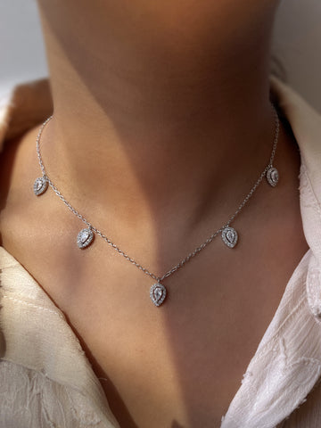 ALEENA | Silver/Gold Teardrop Luxury Necklace | AAA Grade Cubic Zirconia