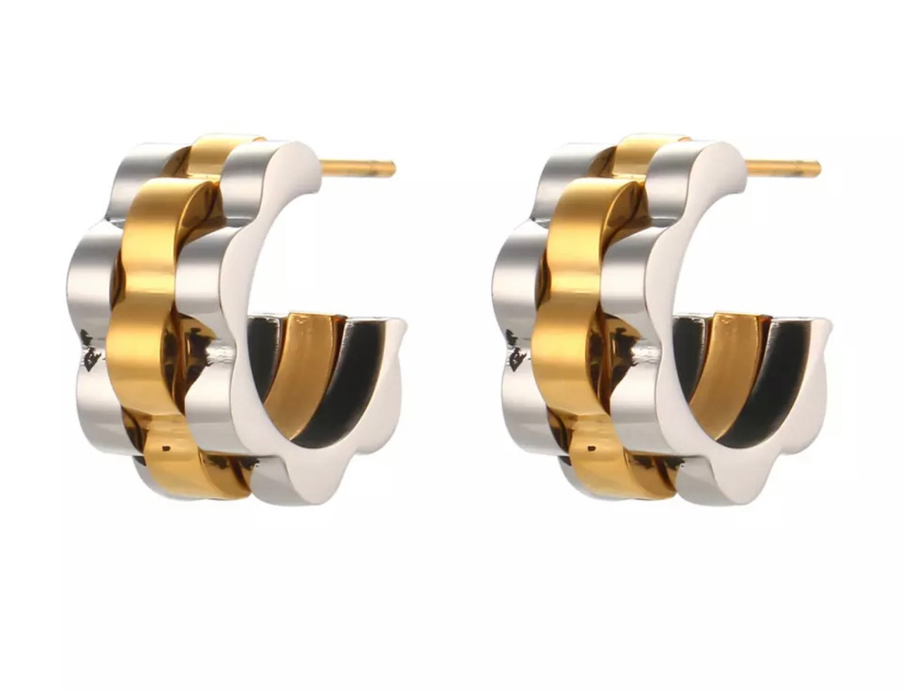 BEVERLY HILLS | Tarnish-Free | Gold Cubic Zirconia Chunky Link | Bracelet/Ring/Earrings