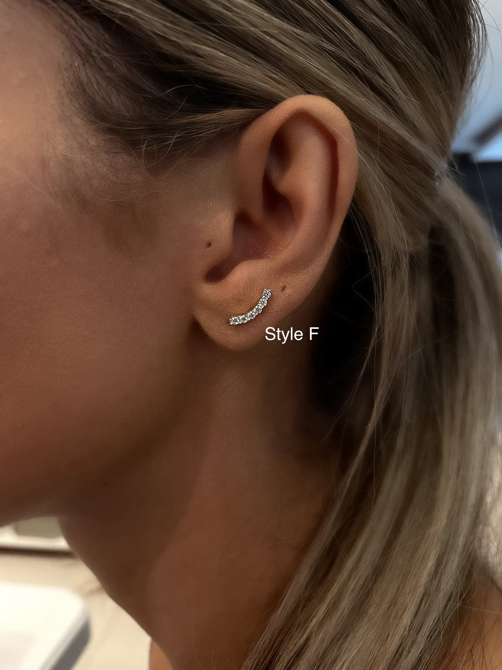 BALL-BACK LINEAR STUDS I S925 Sterling Silver | 18ct Gold/Platinum Plated | Cubic Zirconia