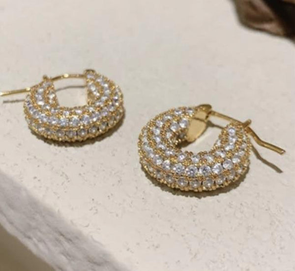 ANGELICA | Gold/Silver Luxury Cubic Zirconia Encrusted Hoops (1 or 2 cm)