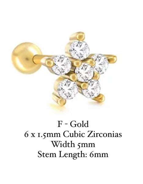 BALL-BACK STUDS I STUDS I S925 Sterling Silver | 18ct Gold/Platinun Plated | Cubic Zirconia | Single Piece
