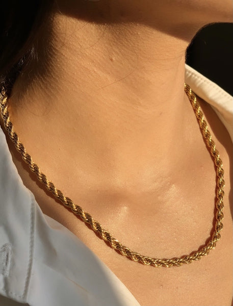 LeAnne I Tarnish-Free | 5mm Gold Rope Necklace (41/45/50cm)