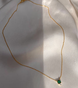ELIXIR | S925 Emerald Green Sterling Silver 18ct gold plated Black/Nude Cubic Zirconia Necklace