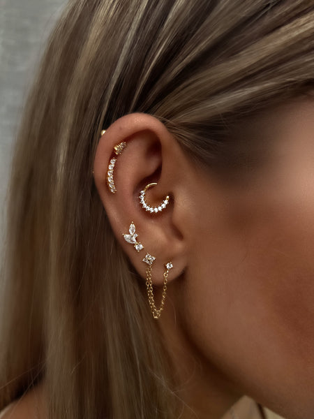 DAITH EARRINGS I S925 Sterling Silver | 18ct Gold/Platinun Plated | Cubic Zirconia | Single Piece