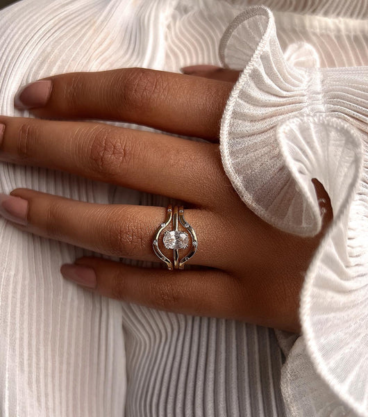 PRINCESSA I Ethereal Collection | S925 Sterling Silver I 18k Gold Plated I Cubic Zirconia Ring  hi