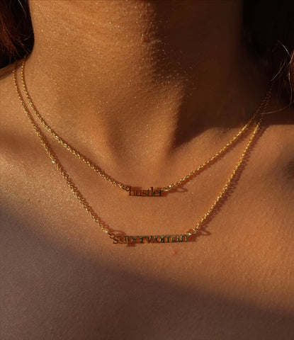 Word Necklaces | Pendant Style | Tarnish Free | 18ct Gold Plated and Stainless Steel | Superwoman/Hustler/Abundant/Beautiful/Bossbabe