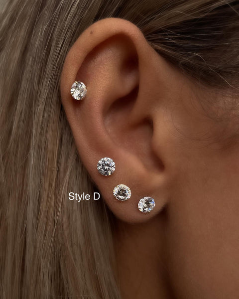 BALL-BACK STUDS I STUDS I S925 Sterling Silver | 18ct Gold/Platinun Plated | Cubic Zirconia | Single Piece