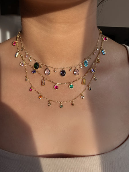 EUPHORIA | Tarnish-Free | Gold Cubic Zirconia MultiColored Drop | Necklace