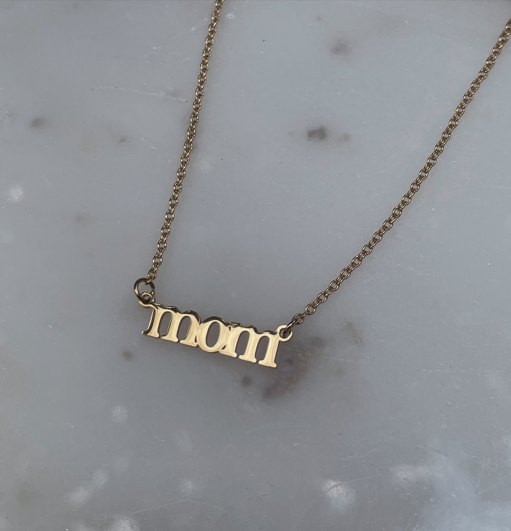 MOM | 18ct Gold Plated Stainless Steel | Word Pendant Necklace