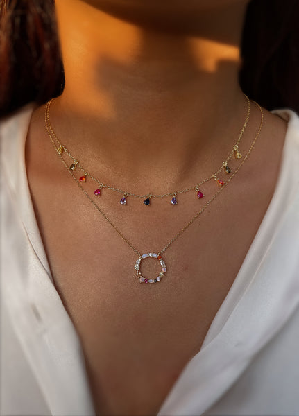 ANASTASIA | S925 Sterling Silver | 18ct Gold Plated | Multicolored Circular Necklace/Bracelet/Earrings