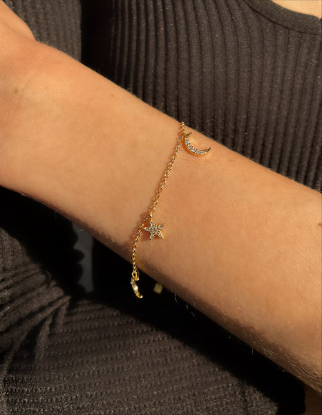 LYRA | Tarnish Free | S925 Sterling Silver 18ct gold plated Star and Crescent Necklace/Bracelet
