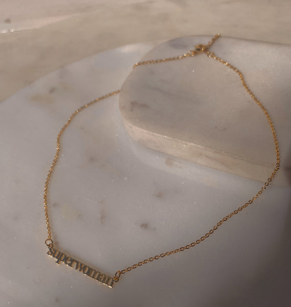 Word Necklaces | Pendant Style | Tarnish Free | 18ct Gold Plated and Stainless Steel | Superwoman/Hustler/Abundant/Beautiful/Bossbabe