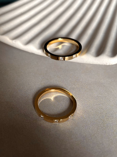DONNATELLA | Tarnish Free | Thin Encrusted Designer-Inspired | Gold/Silver/Rose Gold Ring (1 piece)