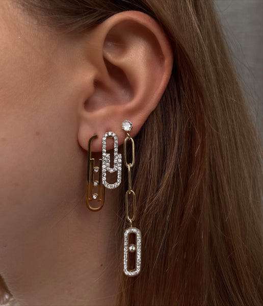 AUDREY | Gold/Silver Cubic Zirconia Paperclip | Earring
