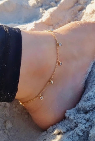 MOONDROPS | 18k Gold/Silver Plated | Cubic Zirconia Anklet