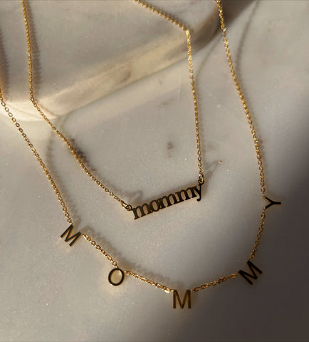 MOMMY | Spaced/Pendant Style | 18ct Gold Plated Stainless Steel Word Necklace