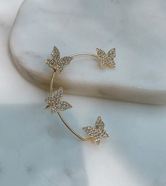 BUTTERFLY EAR CUFF Gold/Silver Butterfly Diamanté Ear Cuff (Single
