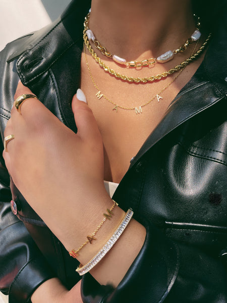 MAMA CLASSIC | Tarnish Free | Stainless Steel plated Word Necklace/Bracelet | Gold/RoseGold/Silver