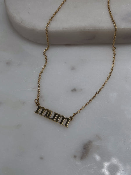 MUM | 18ct Gold Plated Stainless Steel | Word Pendant Necklace
