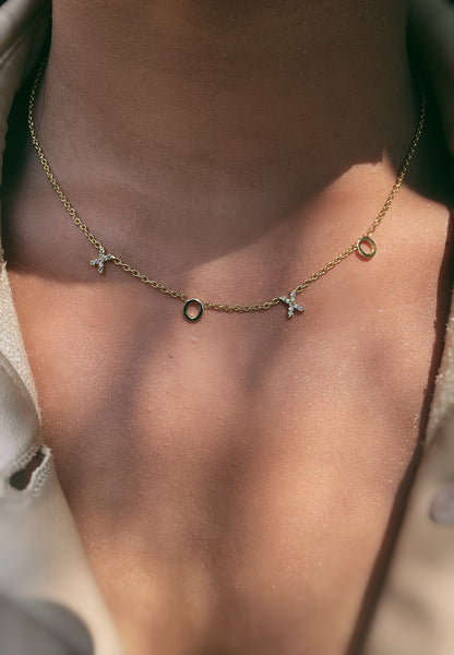 XOXO | Gold Plated Cubic Zirconia Word Necklace