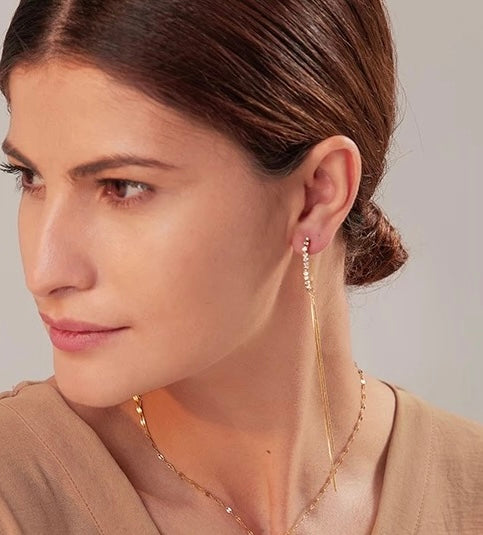 NY EVE | Tarnish-Free | Gold Cubic Zirconia Hoop and Dangle | Earring